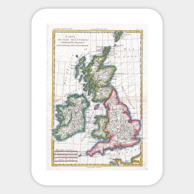 Vintage Map of The British Isles (1780) Sticker by Bravuramedia